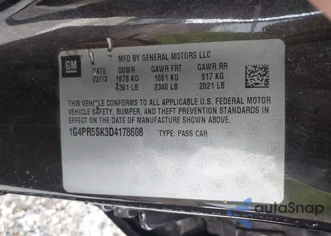 2013 Buick Verano Convenience Group from USA, damaged, VIN 1G4PR5SK3D4178608